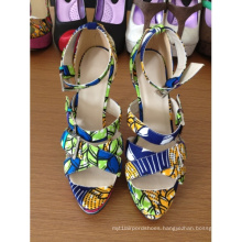 African Printed Fabric Peep Toe Sandal Shoes (HCY02-260)